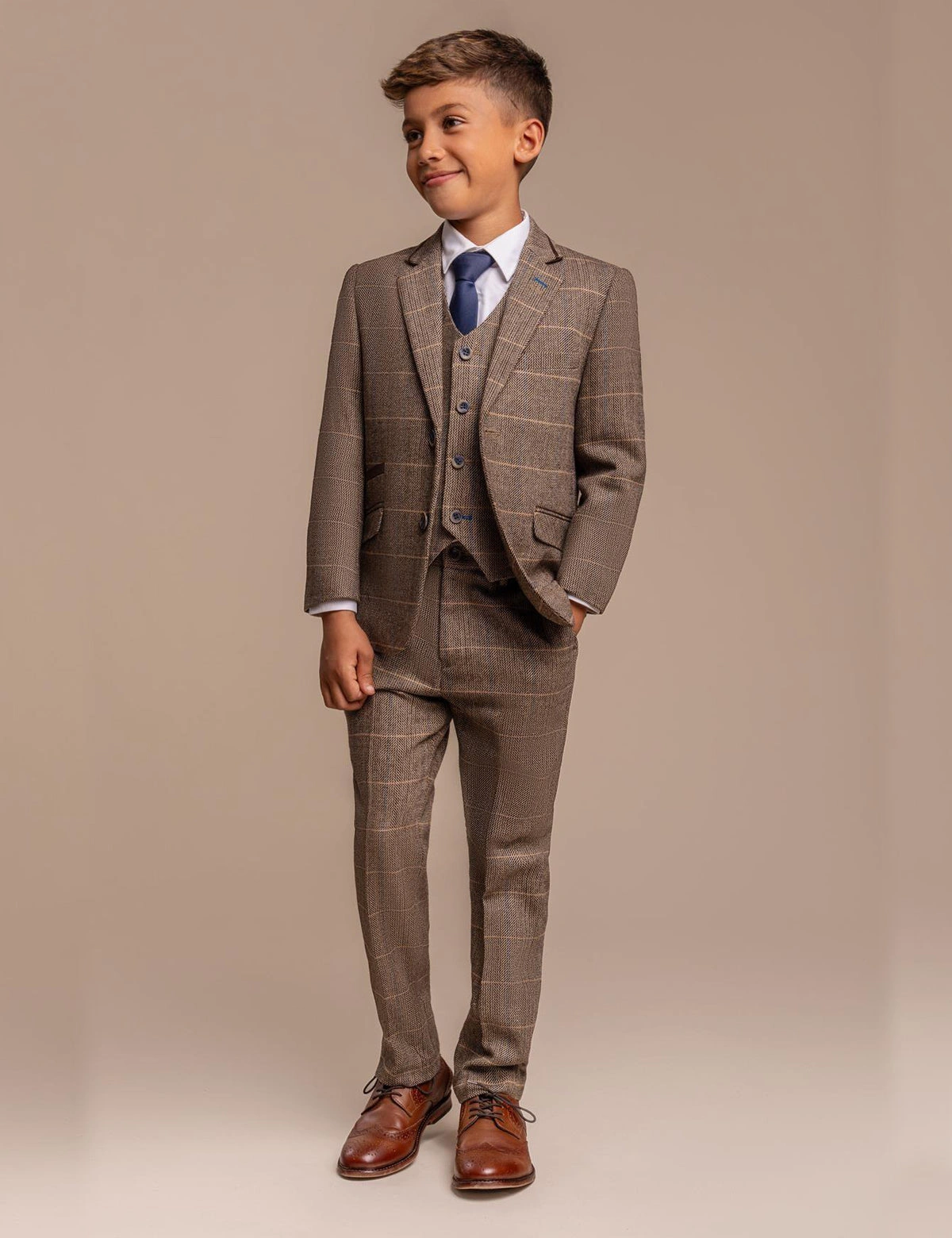 Traje de tweed a cuadros ALBERT BROWN para niños: ¡Elegancia británica para tu pequeño caballero!