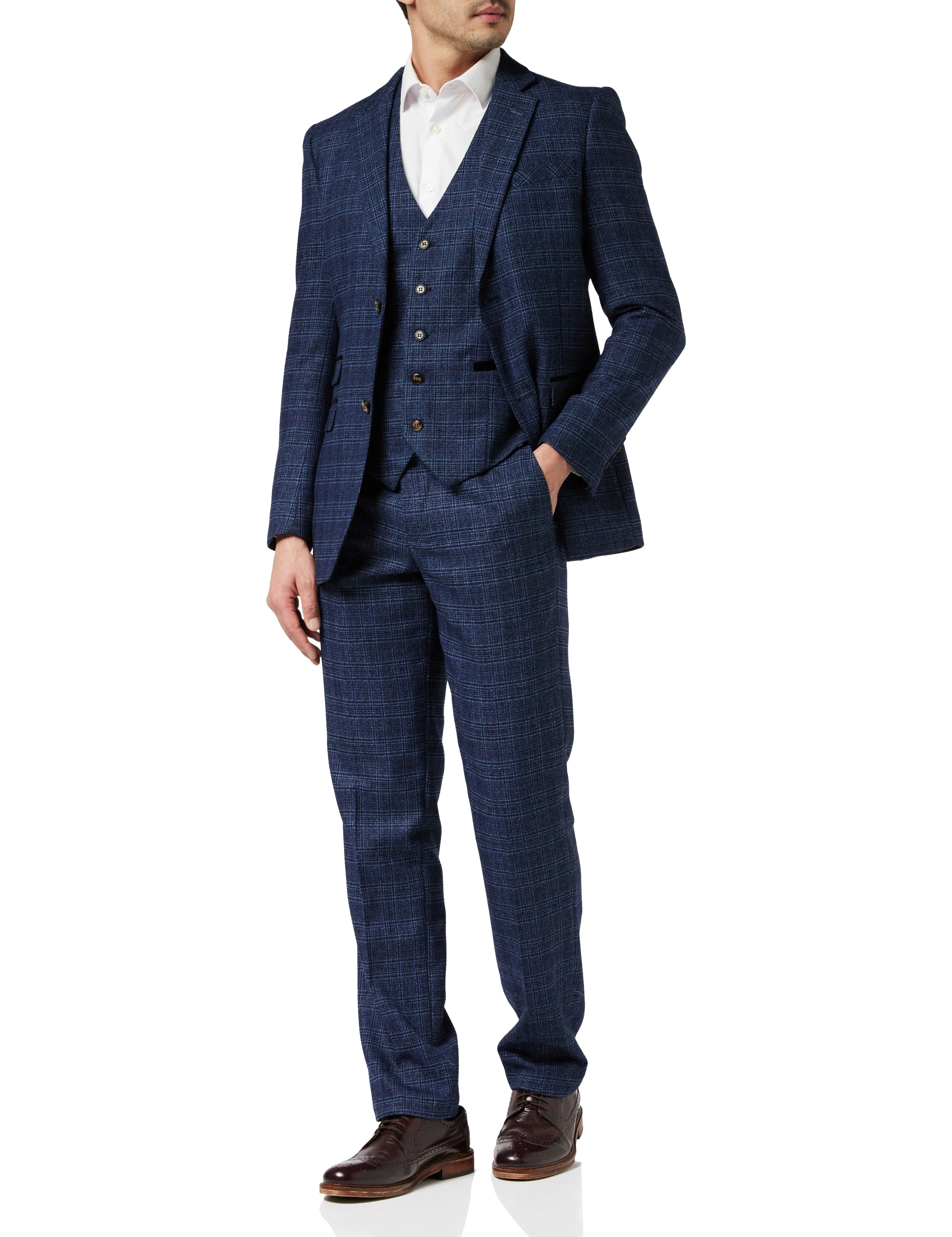 Chaqueta y chaleco ABEL: Elegancia naval tweed a cuadros, un clásico irresistible.