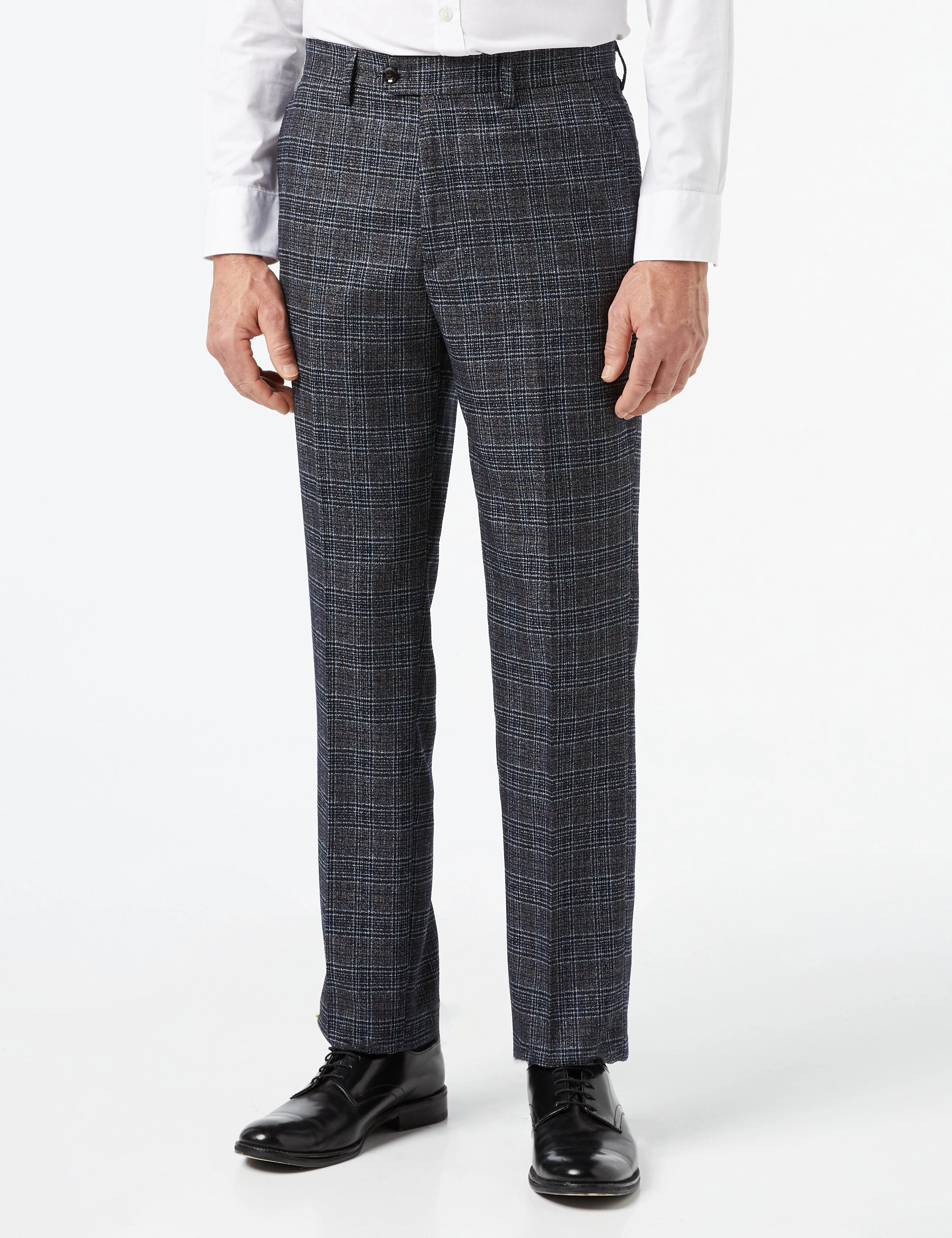"Pantalones Formales Abel - Tweed Gris, Corte Ajustado, Elegancia Inigualable."